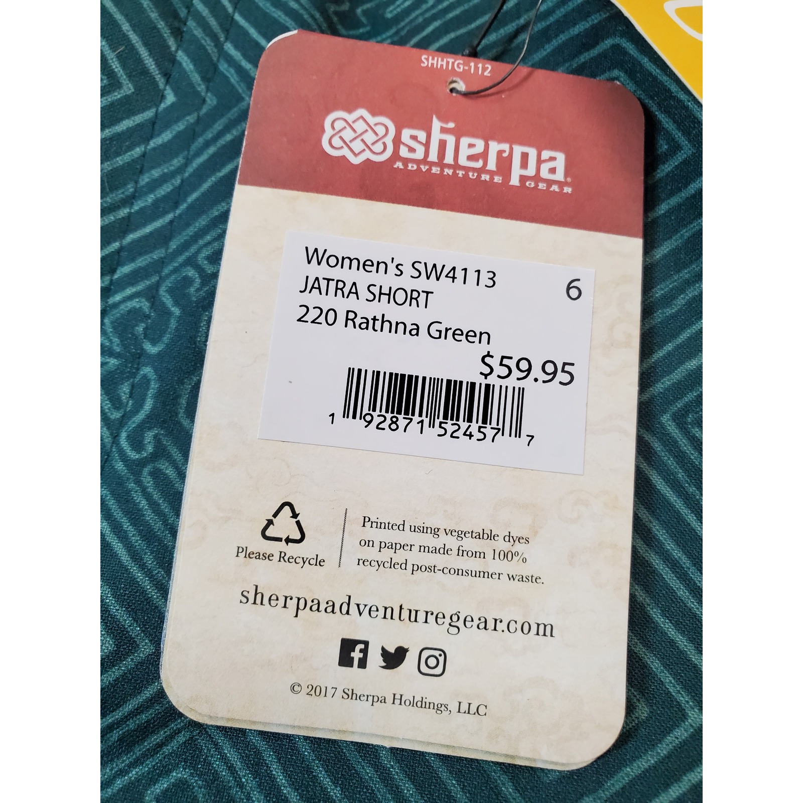 Sherpa Adventure Gear Women's Jatra Short 220 Rathna Green Upf 50+ Size 6 — image 3 of 8